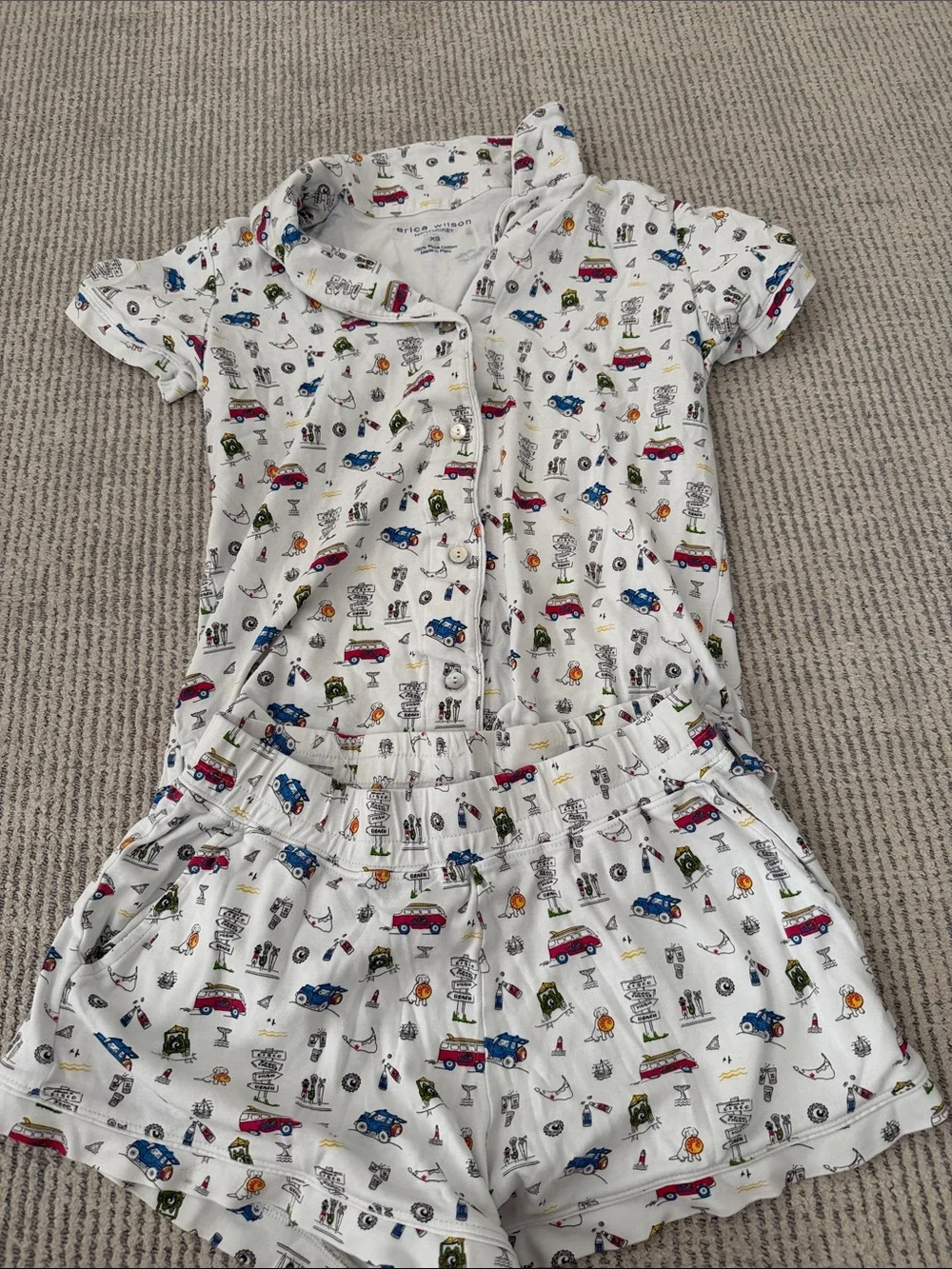 Erica Wilson xs Nantucket  White Printed Short Pajama Set -
